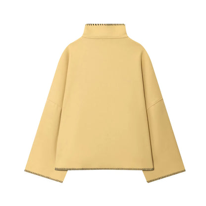Élise - Veste Cape Minimaliste Col Montant