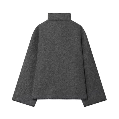 Élise - Veste Cape Minimaliste Col Montant